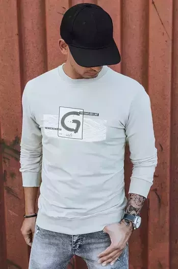 Bluza męska z nadrukiem beżowa Dstreet BX5371