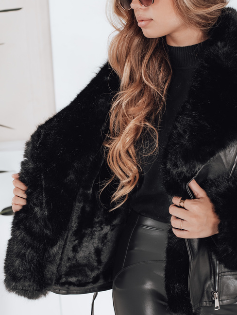 Kurtka zimowa damska ramoneska z futerkiem czarna Dstreet TY5121 