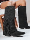 Kozaki damskie zamszowe boho czarne Dstreet ZY1287