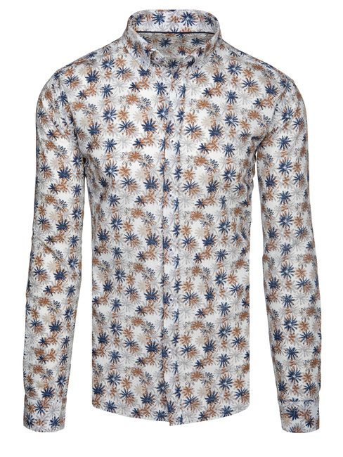 Koszula męska w kwiaty biała Dstreet DX2645