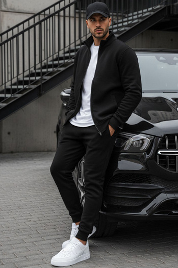 Bluza męska rozpinana bez kaptura czarna BX4110