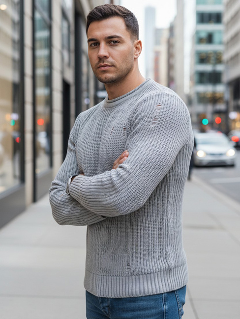 Sweter męski jasnoszary Dstreet WX1989