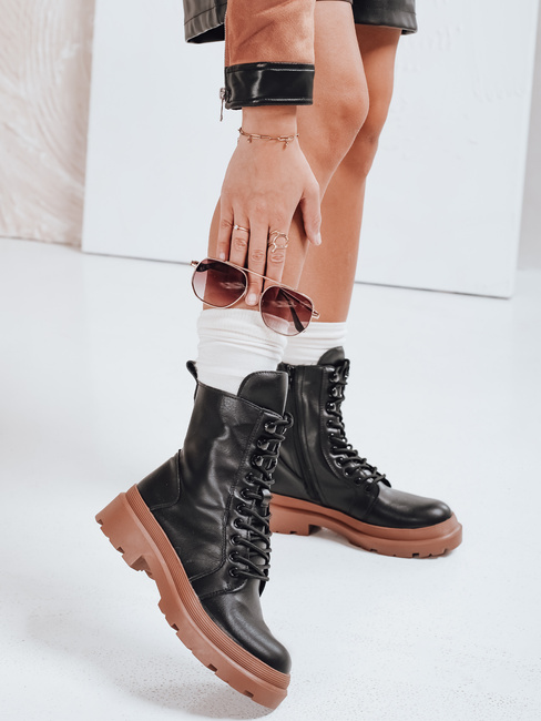 Botki damskie HARDSTEP wiązane czarne Dstreet ZY0531