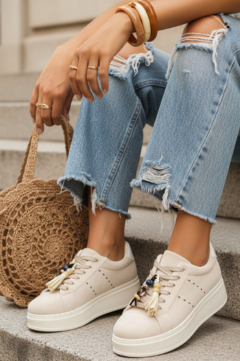 Sneakersy damskie beżowe Dstreet ZY1414