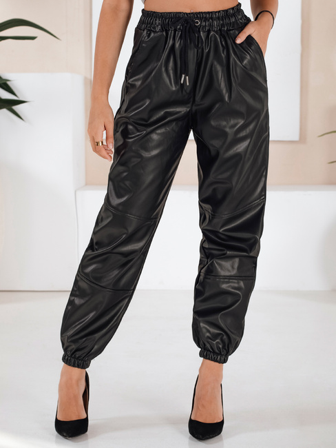 Spodnie damskie skórzane joggery MAGIR czarne Dstreet UY1683