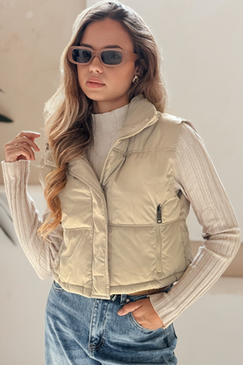 Kamizelka damska pikowana beżowa Dstreet TY5195