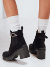 Botki damskie zamszowe na obcasie czarne Dstreet ZY1215