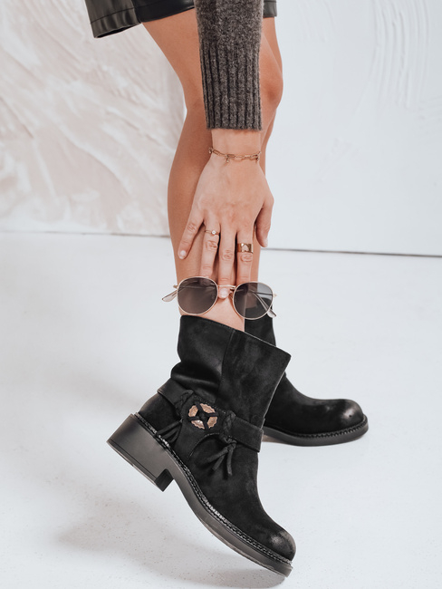 Botki damskie zamszowe czarne Dstreet ZY1097