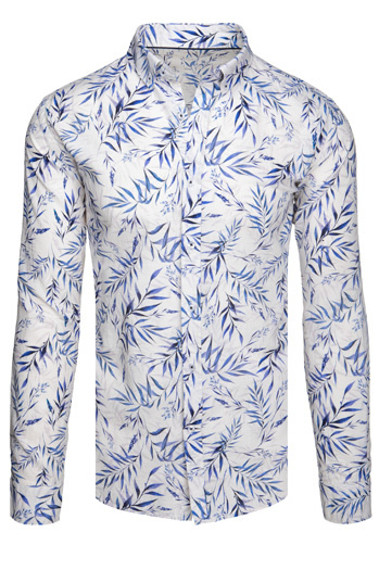 Koszula męska w liście biała Dstreet DX2640