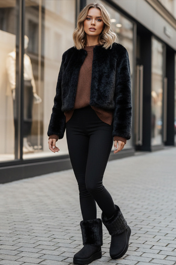 Śniegowce damskie zamszowe czarne Dstreet ZY1279