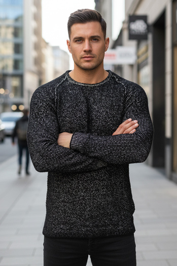 Sweter męski czarny WX2311z