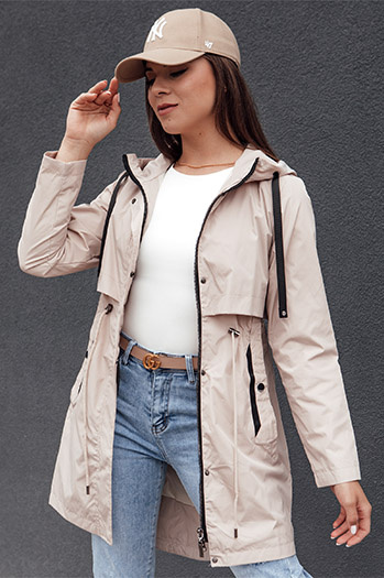 Kurtka przejściowa damska parka GLAMJACKET jasnobeżowa Dstreet TY4382