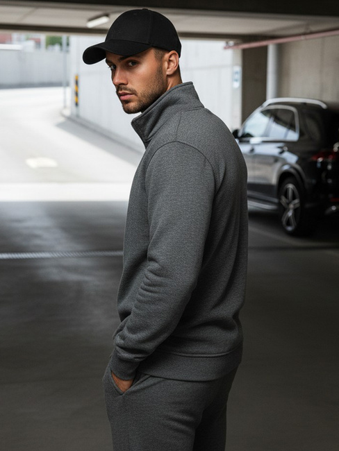 Bluza męska rozpinana bez kaptura antracytowa BX4111