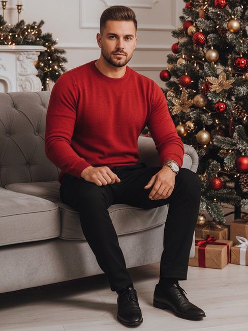 Sweter męski klasyczny bordowy Dstreet WX1933z