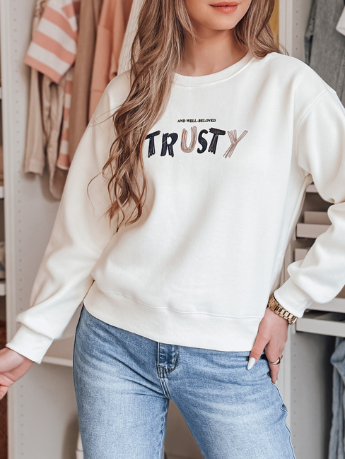 Bluza damska oversize z haftem SOFTRUS ecru Dstreet BY1411