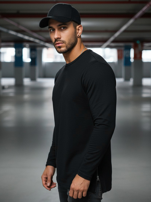 Longsleeve męski czarny Dstreet LX0559