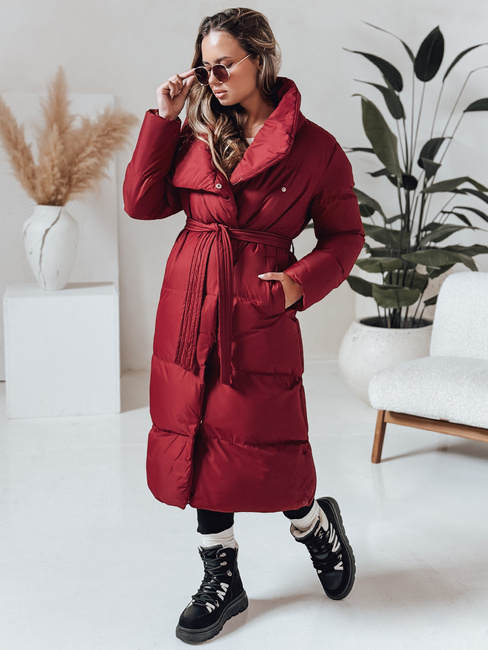 Płaszcz damski długi pikowany FAVI bordowy Dstreet TY4961