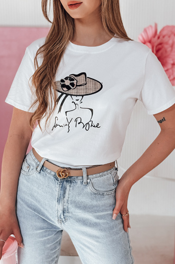 T-shirt damski z nadrukiem WOMANPOW biały Dstreet RY2804