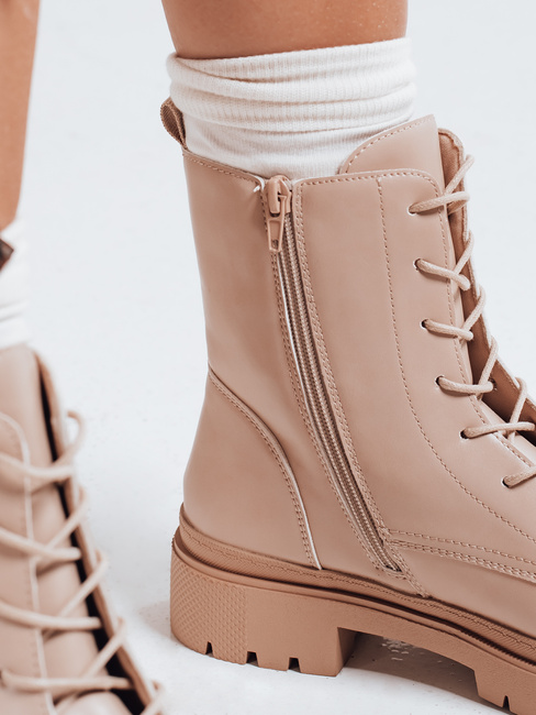 Botki damskie trapery STYLOBOSS kremowe Dstreet ZY0522