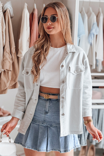 Kurtka damska koszulowa oversize OVERBOR jasnoszara Dstreet TY4890