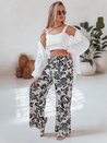 Spodnie damskie wide leg w kwiaty LOVEGARDEN czarne Dstreet UY2658