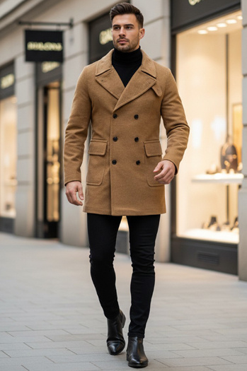Płaszcz męski zimowy kamelowy Dstreet CX0362