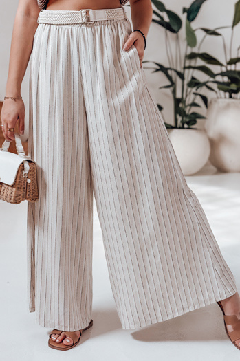 Spodnie damskie wide leg z paskiem SUMMERLINE beżowe Dstreet UY2697