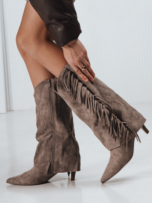 Kowbojki damskie zamszowe beżowe Dstreet ZY1240