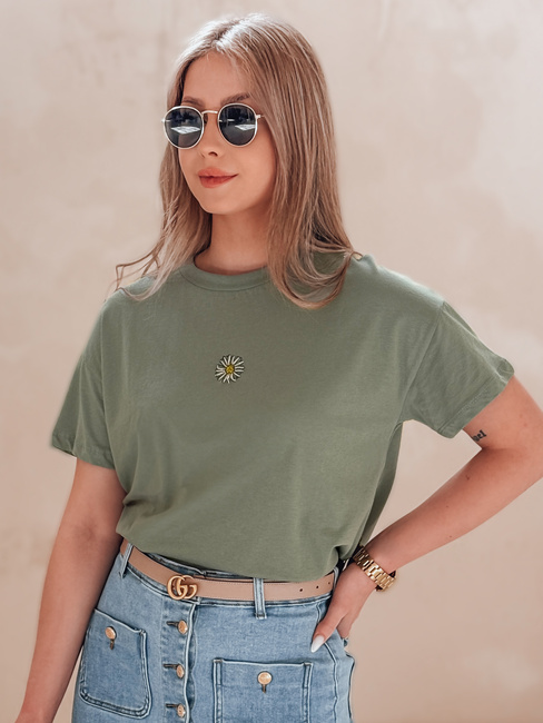 T-shirt damski FLORTA ciemnozielony Dstreet RY2556