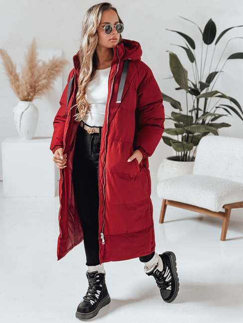 Kurtka damska zimowa długa pikowana COZYSEASON bordowa Dstreet TY4955