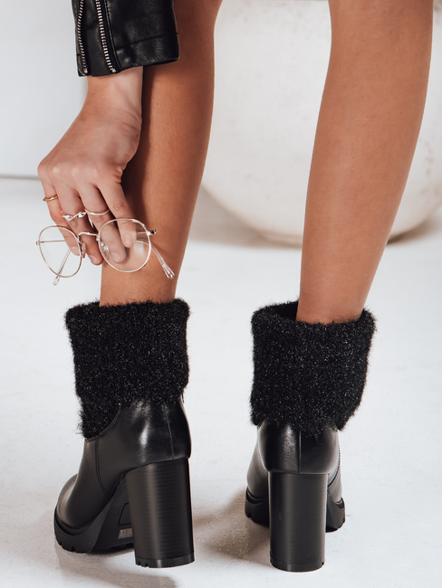 Botki damskie na obcasie czarne Dstreet ZY1311