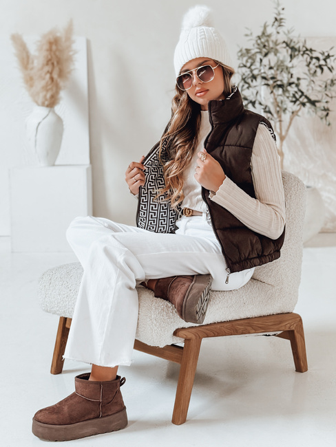 Kamizelka damska pikowana URBANELLE brązowa Dstreet TY4970