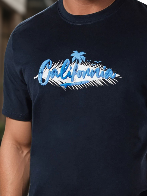 Koszulka męska z nadrukiem granatowa Dstreet RX5372