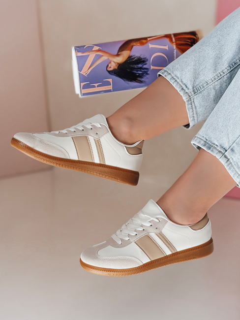 Sportowe sneakersy damskie SNIKAR beżowe Dstreet ZY0641