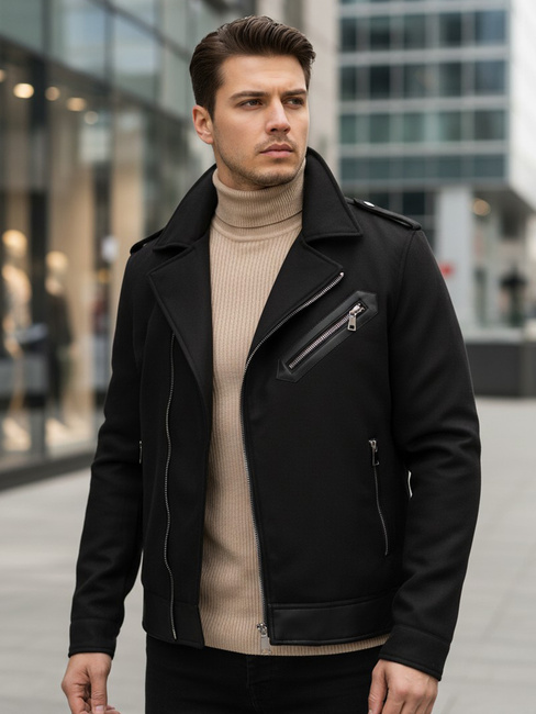 Kurtka zimowa męska ramoneska czarna Dstreet TX4660z