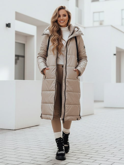 Kurtka damska przejściowa ORVITA pikowana z kapturem beżowa Dstreet TY5026