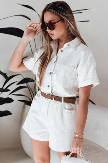 Kombinezon krótki jeansowy DINOZIA biały Dstreet EY2589