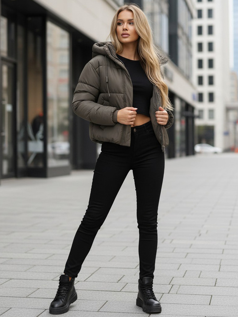Kurtka damska zimowa krótka pikowana ciemnoszara Dstreet TY5443