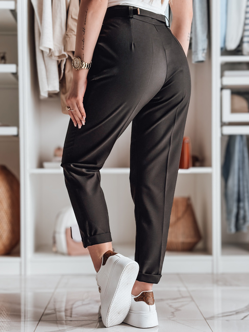 Casualowe spodnie damskie plisowane z paskiem PLISSO czarne Dstreet UY2518