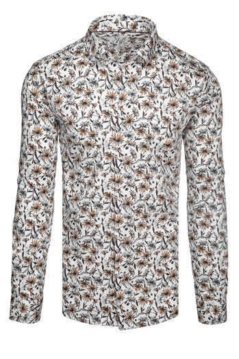 Koszula męska w kwiaty biała Dstreet DX2667