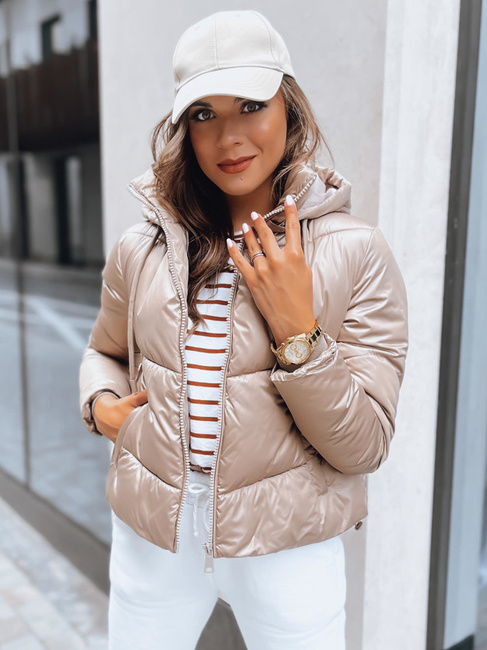 Kurtka przejściowa damska pikowana LOLAROSE beżowa Dstreet TY3738