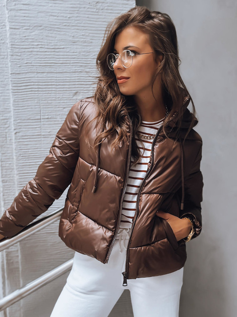 Kurtka przejściowa damska pikowana LOLAROSE brązowa Dstreet TY3682