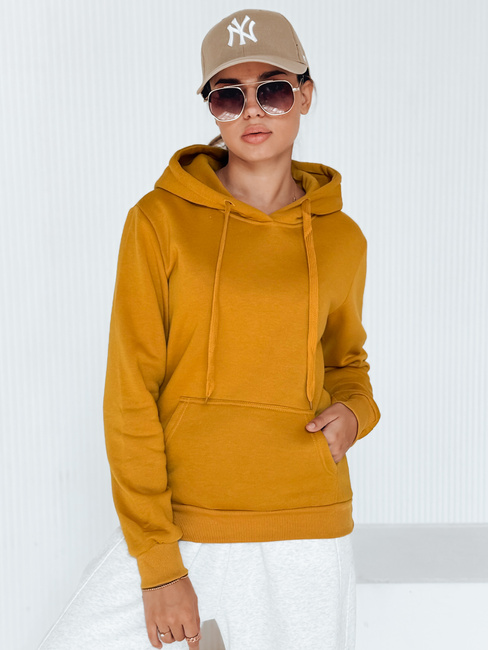 Bluza damska BASIC z kapturem kamelowa BY0560
