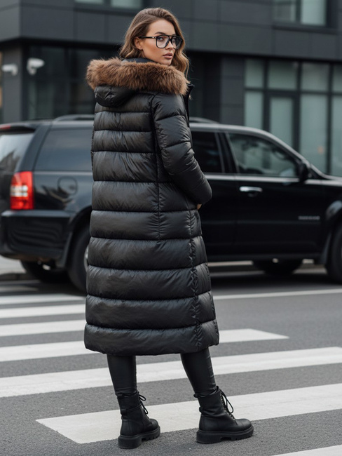 Kurtka zimowa damska pikowana z kapturem CROMBILA czarna Dstreet TY4100