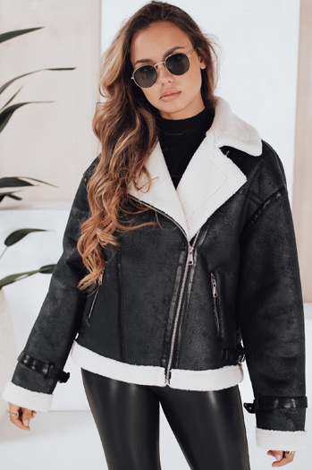 Kurtka damska z kożuchem czarna Dstreet TY5125