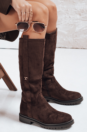 Kozaki damskie zamszowe brązowe Dstreet ZY1142