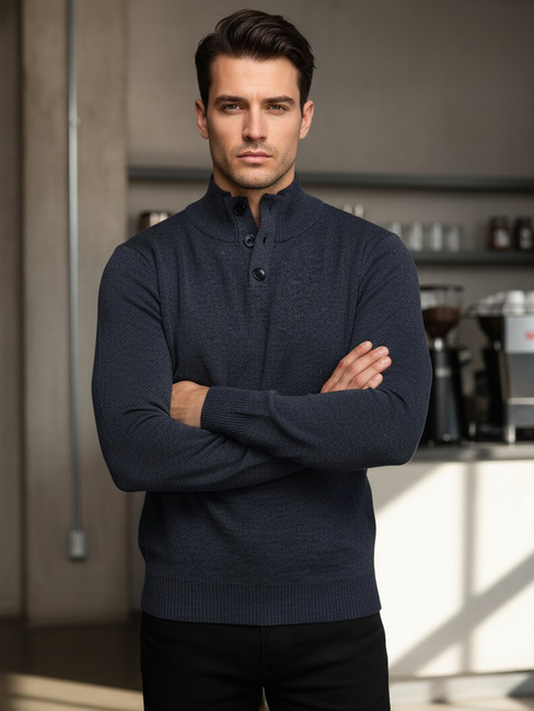 Sweter męski ze stójką granatowy Dstreet WX2357