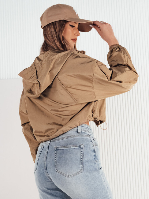 Kurtka przejściowa damska z kapturem ISCAR beżowa Dstreet TY4208