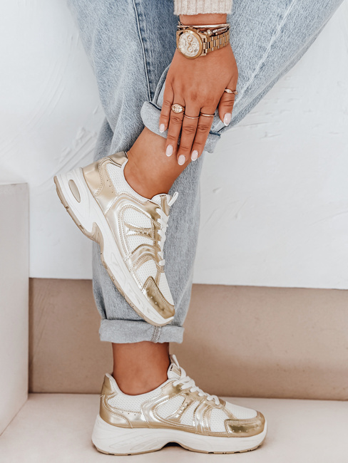 Sneakersy damskie na płaskiej podeszwie GLISSWALK złote Dstreet ZY1002