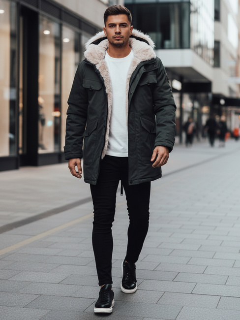 Kurtka zimowa męska parka z kapturem zielona Dstreet TX4961z